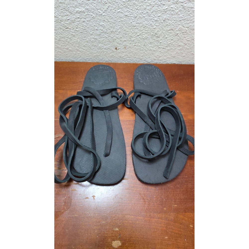 Luna Sandals Mono Winged Black Leather Lace Up Vibram Morflex Men 8 Women 10